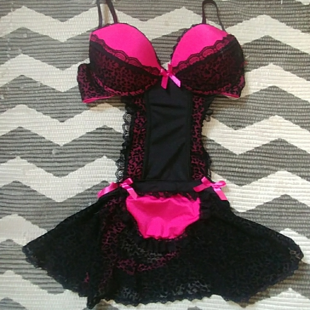 Pink and Black Cheetah Lingerie